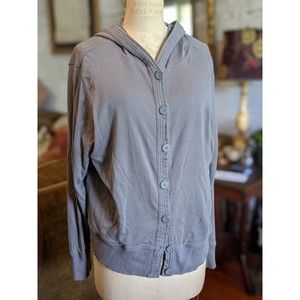 Womens Hanes Gray Button Front Soft Cotton Hoodie XL